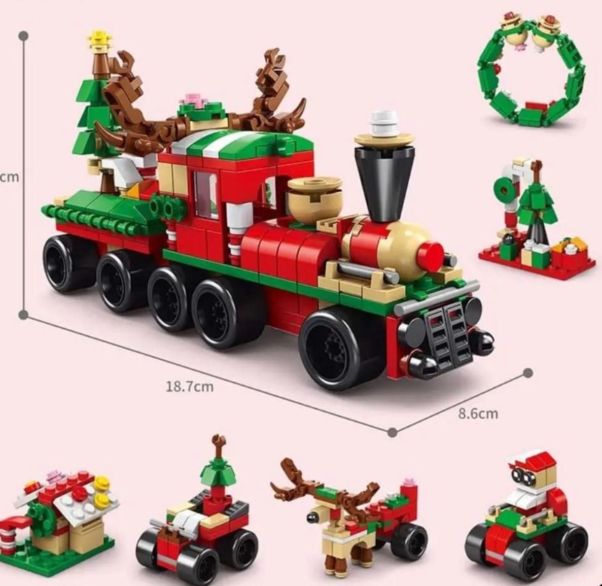 Новогодний конструктор Поезд 270 деталей 6 в 1