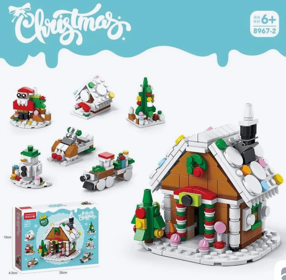 Новогодний конструктор Дом 307 деталей 6 в 1.