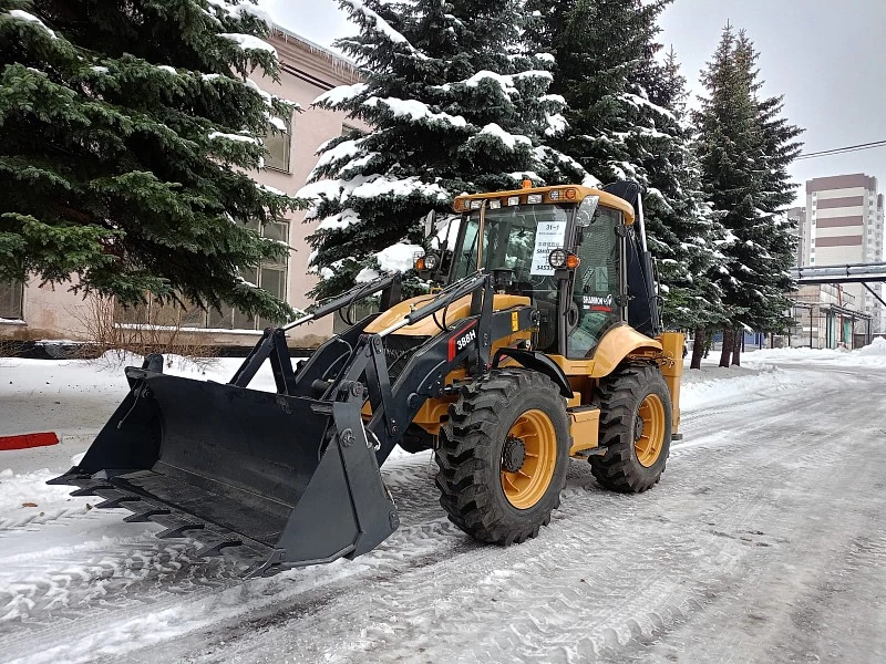 Доставка из Китая любой техники.  Экскаватор-погрузчик Shanmon 388H фронтальный ковш 4 в 1 (челюстной).