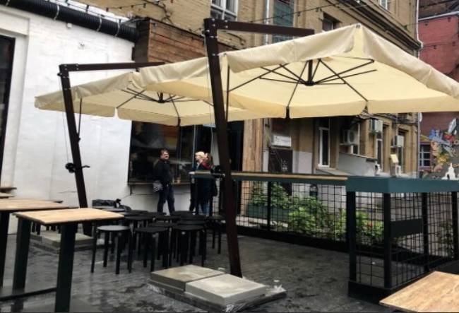 Усиленный уличный зонт на боковой опоре 3х3 из Китая в Россию